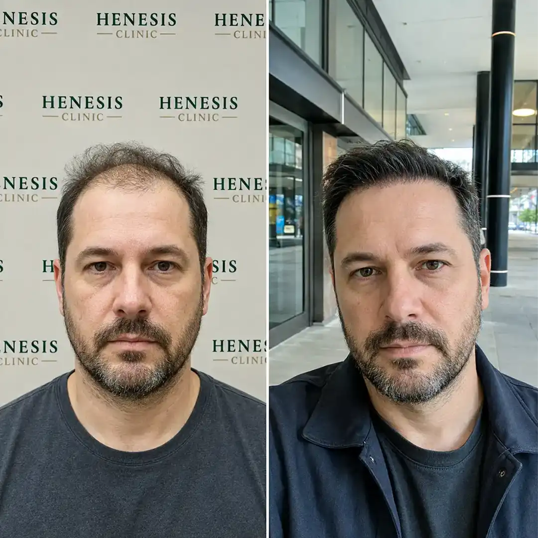 Before-treatment and 12-month follow-up photographs from documented case HNS-0083